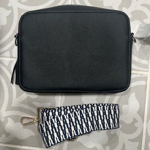 NWT vegan women’s crossbody with zebra strap